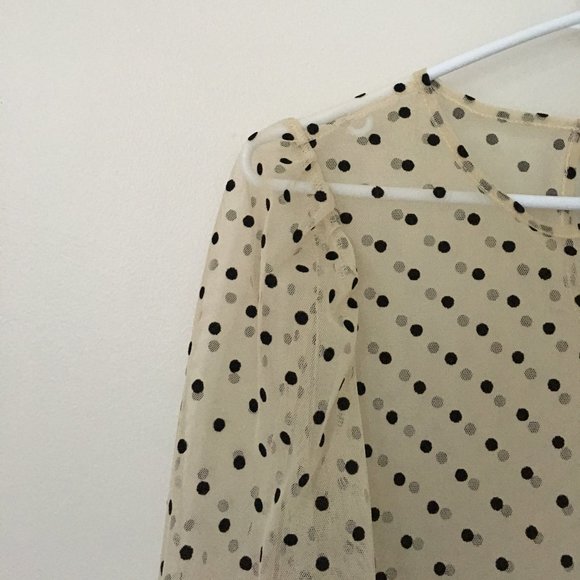 H&M Cream mesh black polka dot dress - Picture 4 of 7